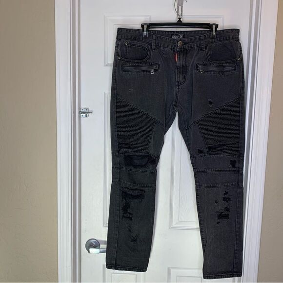 Square Zero Built to Last Men's Jeans Distressed Slim Denim Ripped  Size 40 - Picture 5 of 9